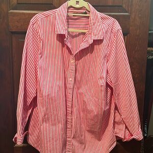 Lauren Ralph Lauren Red and White Striped Button Down Shirt